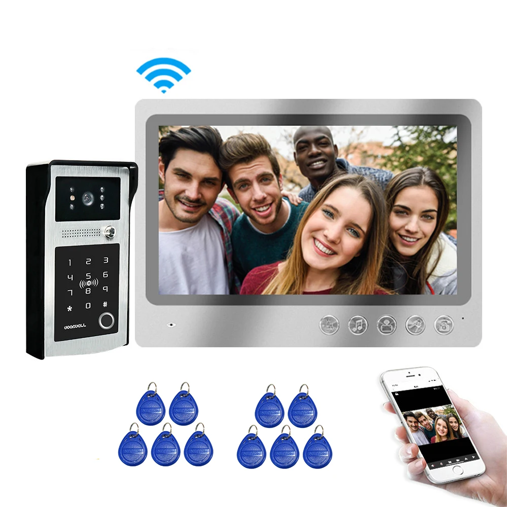Видеодомофон с экраном 9 &quotи Wi Fi система связи со сканером отпечатков пальцев