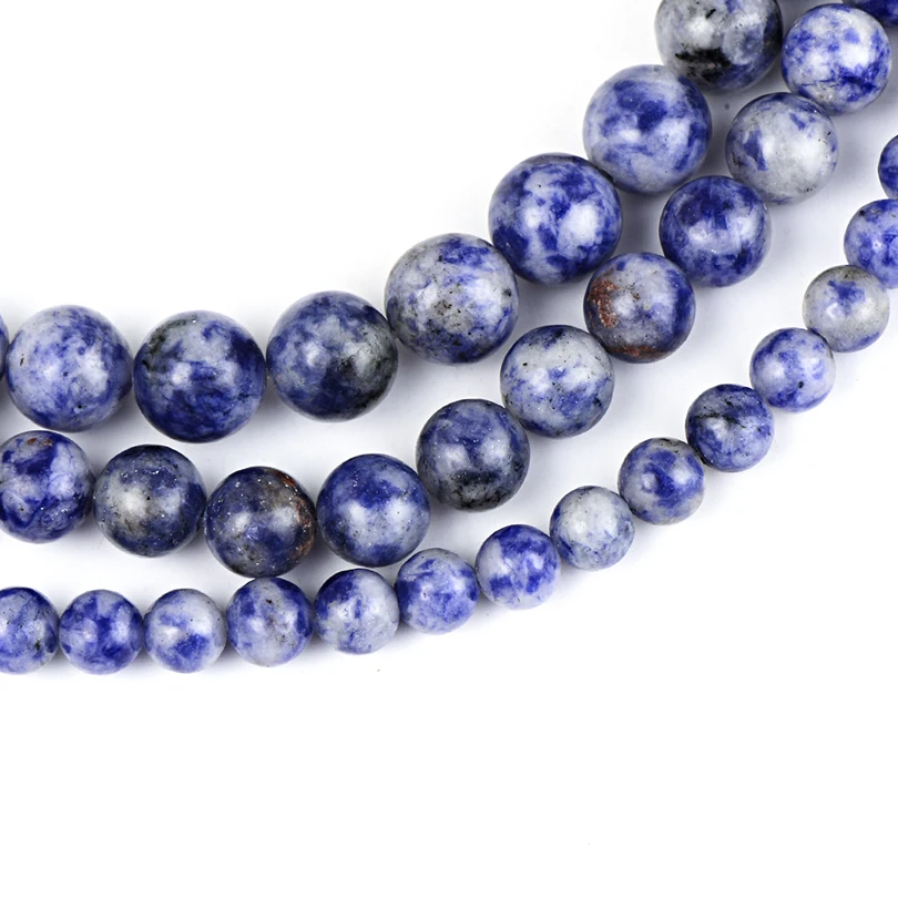 sodalite Натуральный Камень Бисер для изготовления ювелирных изделий браслет Цепочки и ожерелья тигровый глаз и лавовый камень Свободные Круглые бусины Diy аксессуары для рукоделия - Цвет: sodalite