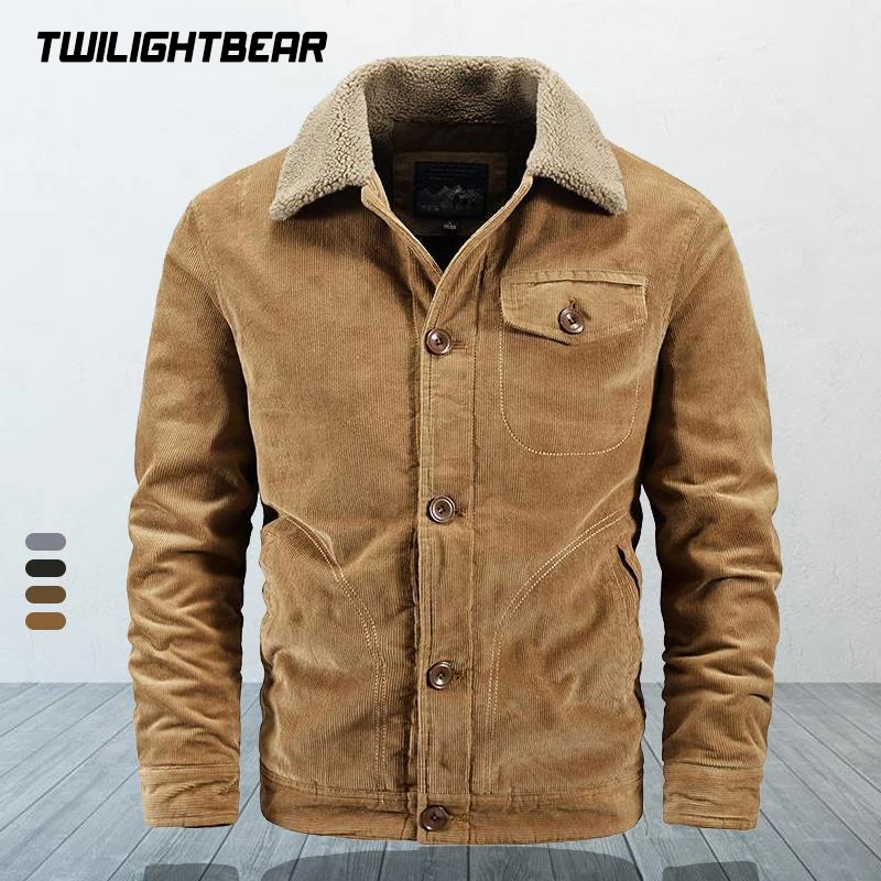 

Winter Men's Corduroy Jacket 5XL 6XL Thicken Lamb Cashmere Casual Jacket Coat Men Clothing Oversized Outerwear Warm Coats