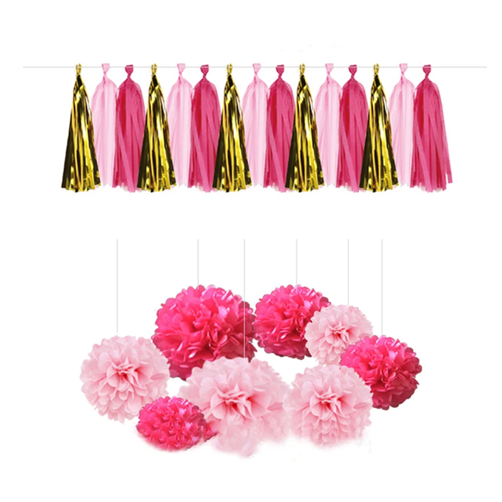 

23pcs Wedding Paper Flower Ball Lantern Garland Wedding Decoration Tissue Balls Paper Fan Table Decoration For Indoor Outdoor