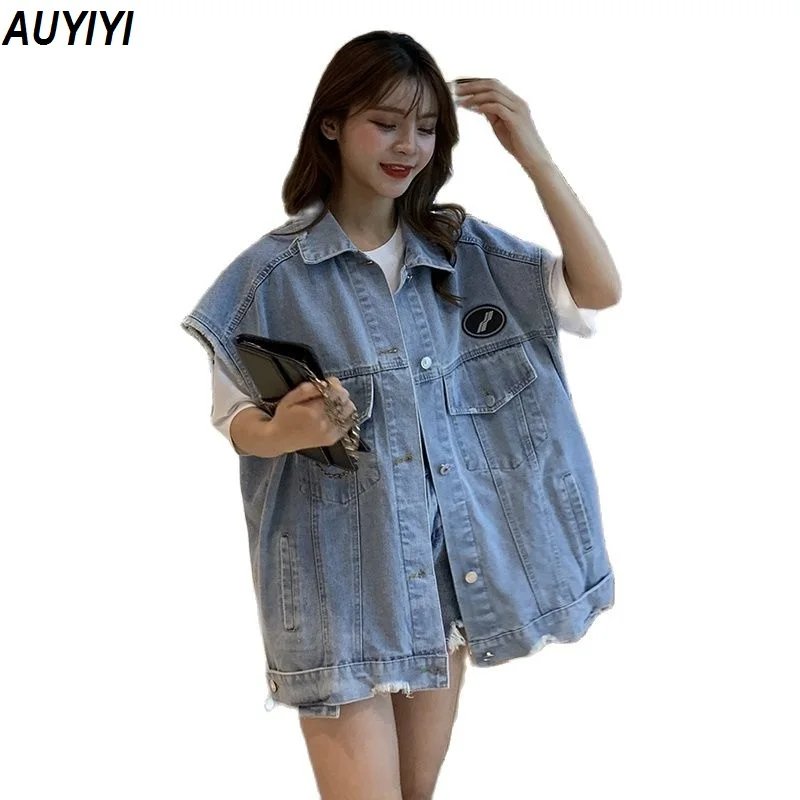 

Модная женская обувь для путешествий; Джинсовый жилет Женская Повседневная Свободная куртка 2021 Весна и лето новая звезда с одной и той же, м...