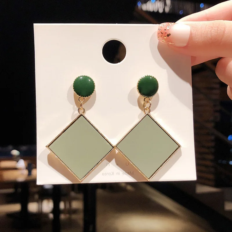 

Корейские темпераментные модные длинные висячие серьги для женщин, Геометрические Квадратные Металлические Многослойные серьги