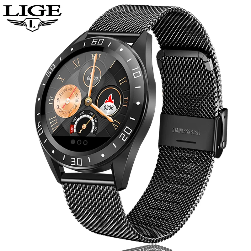 

2019 New LIGE Luxury brand Fashion Smart Watch fitness Tracker blood pressure heart rate monitor Men Watch Smart Sport watch+box