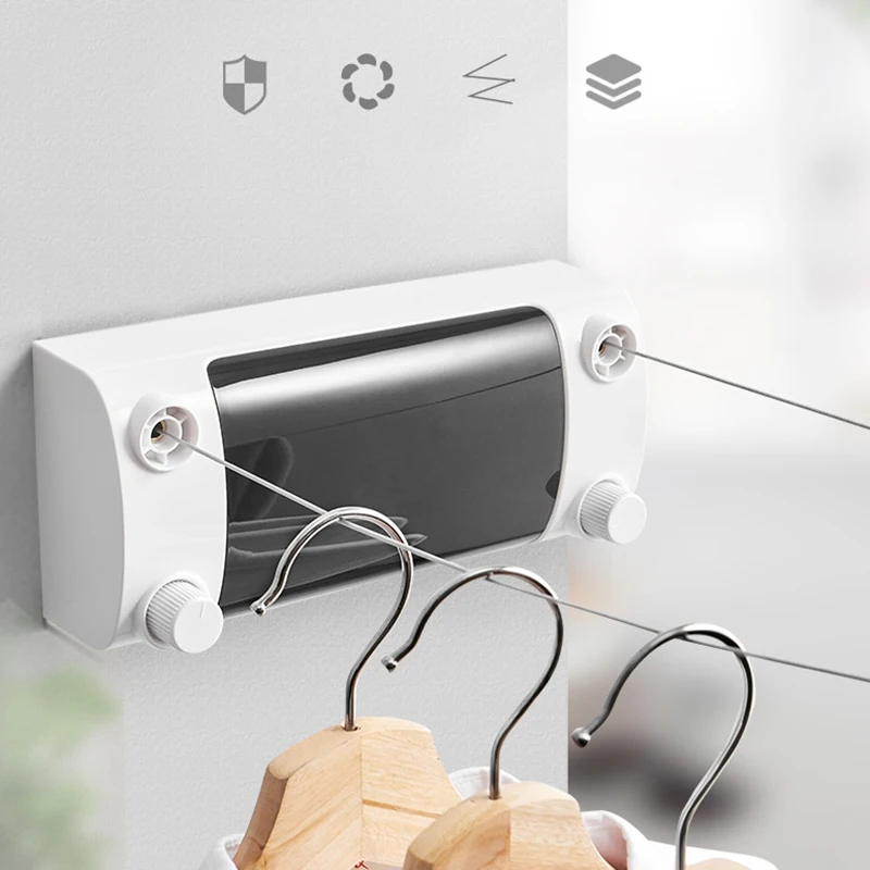 Выдвижная бельевая веревка с регулируемой двойной веревкой из нержавеющей стали