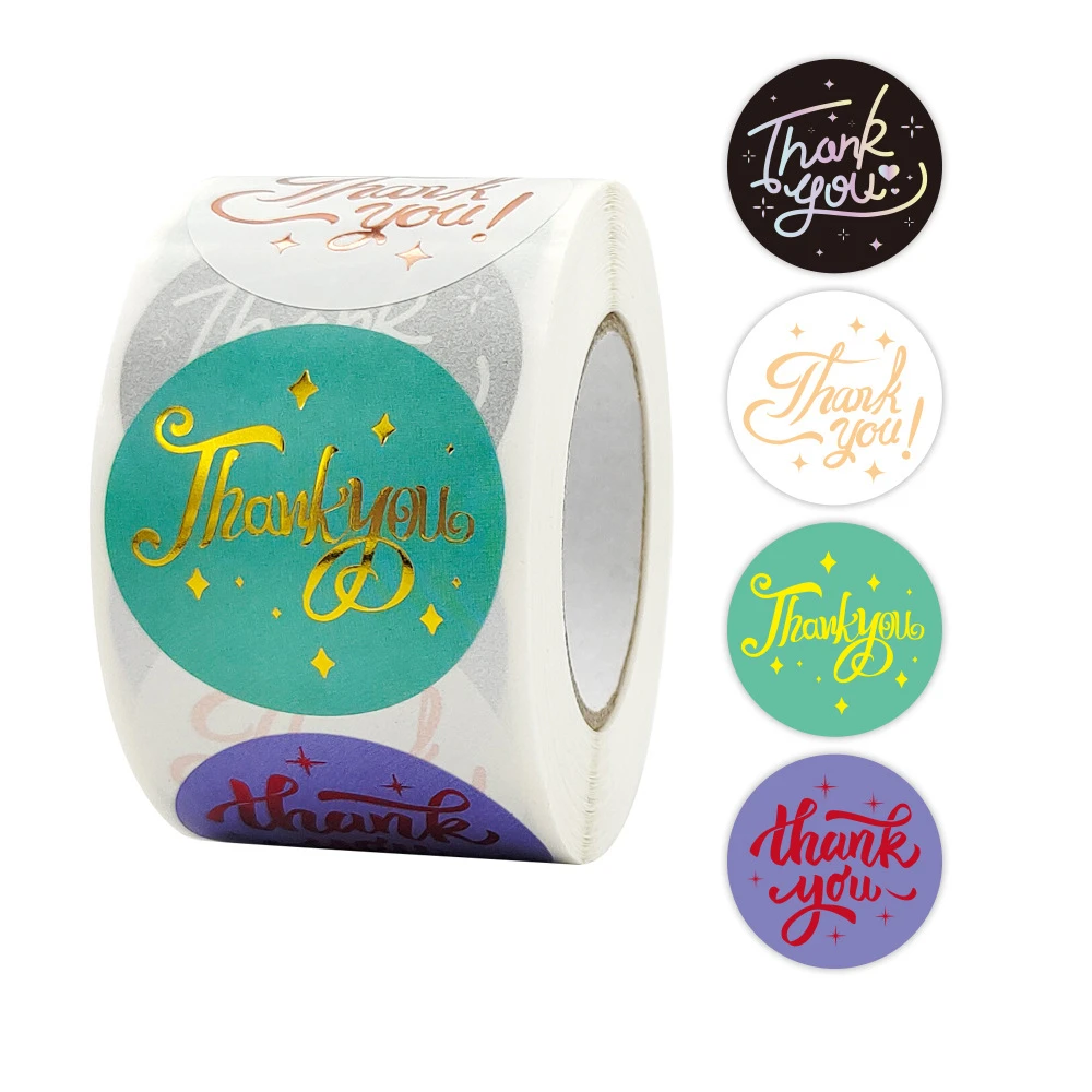 

1.5 Inch 500 Pcs/Roll,Colorful Bronzing Thank You Label Stickers for Baking Gift Card, Party, Package Wrapping Small Business