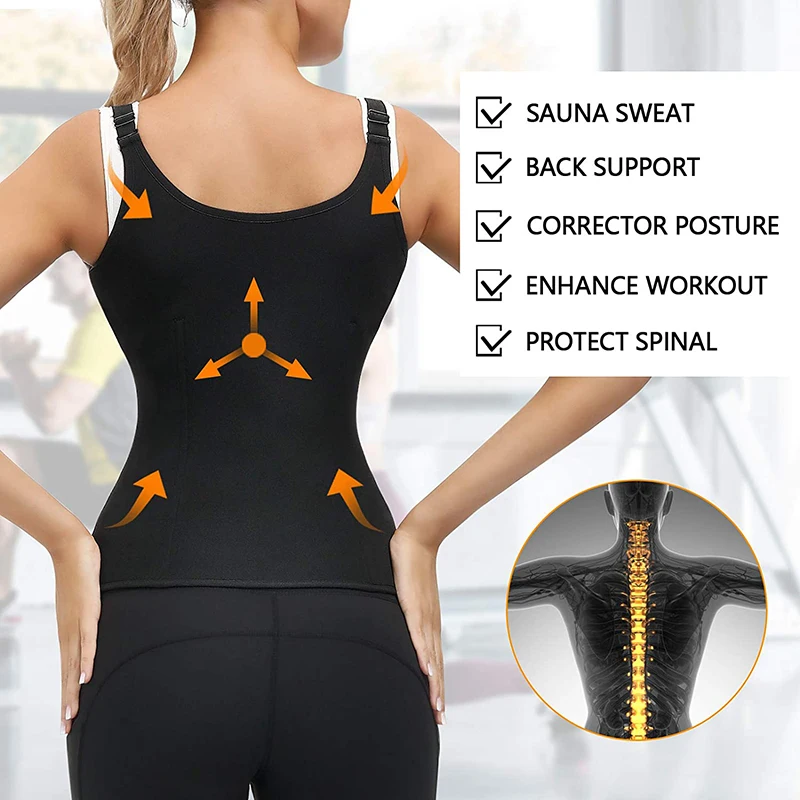 Women Waist Trainer Corset Zipper Vest Body Shaper Cincher Shapewear Slimming Belt Sports Girdle Neoprene Sauna Tank Top