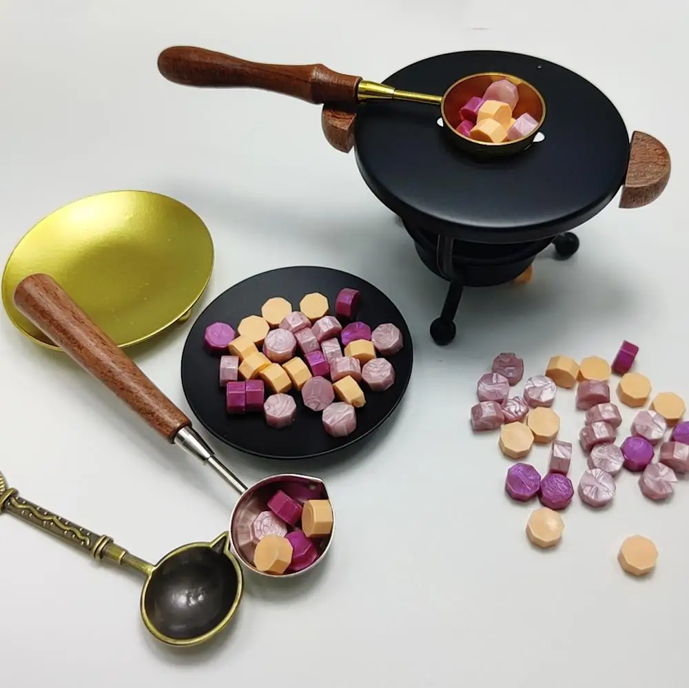 Восковая печь для печати в стиле ретро кастрюля с деревянной ручкой ложка воска