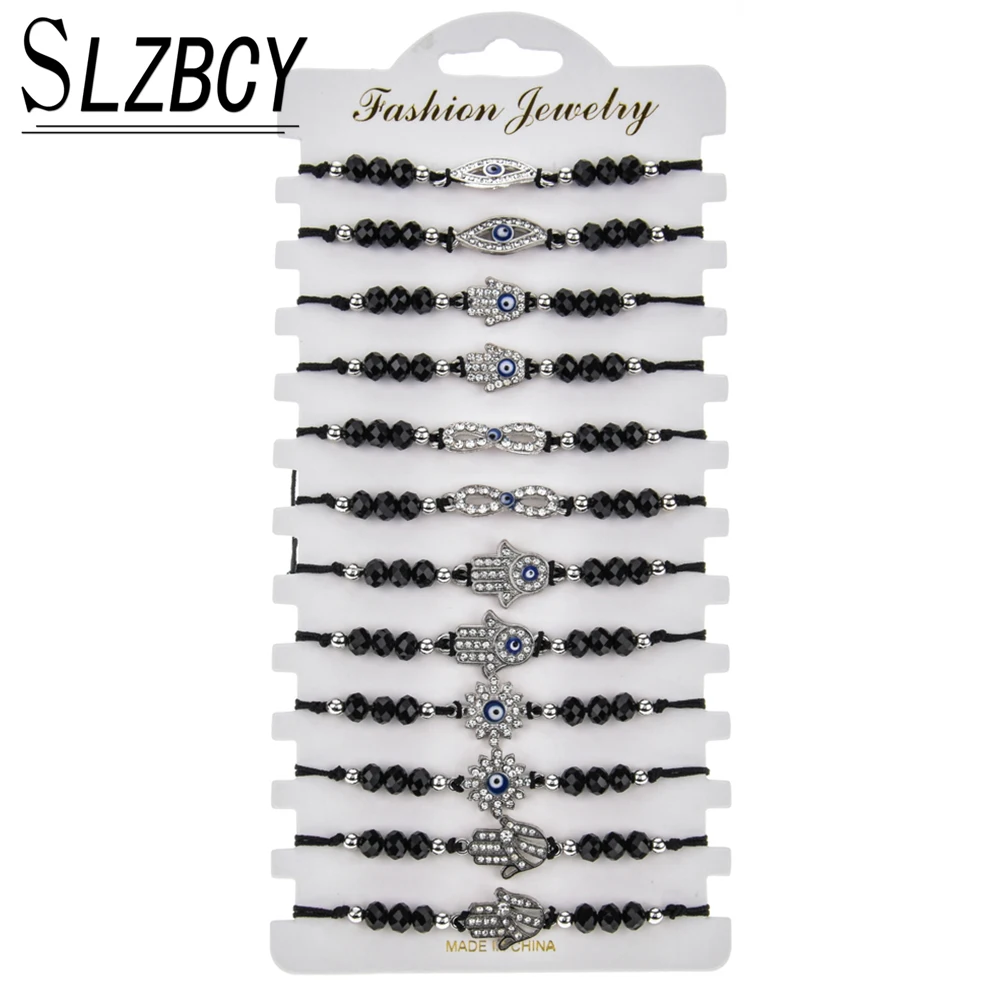 12 шт./лот женский браслет с кристаллами в стиле бохо Бесконечность любовь хамса