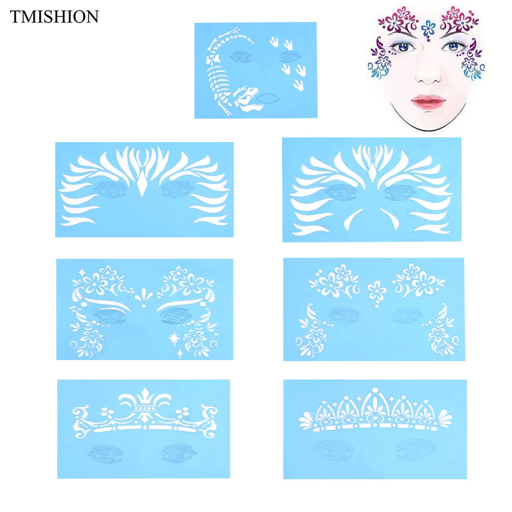 7 шт./компл. многоразовый трафарет для лица и татуировок тела макияжа инструмент