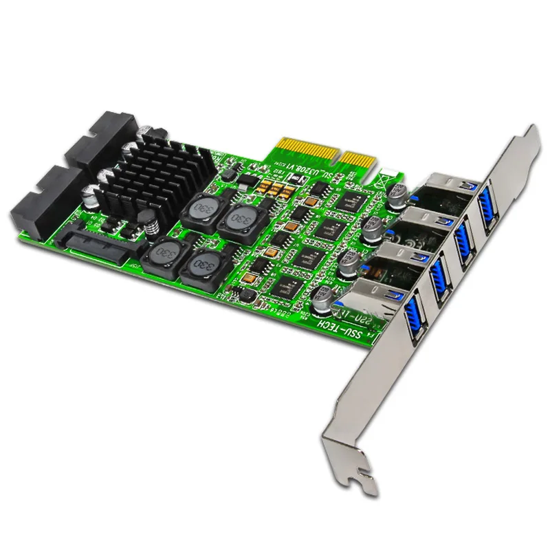 PCI Express PCI-E to USB 3.0 Expansion Card Raiser 8 Ports USB 3.0Controller SATA Power Independent 4 Channel for Camera