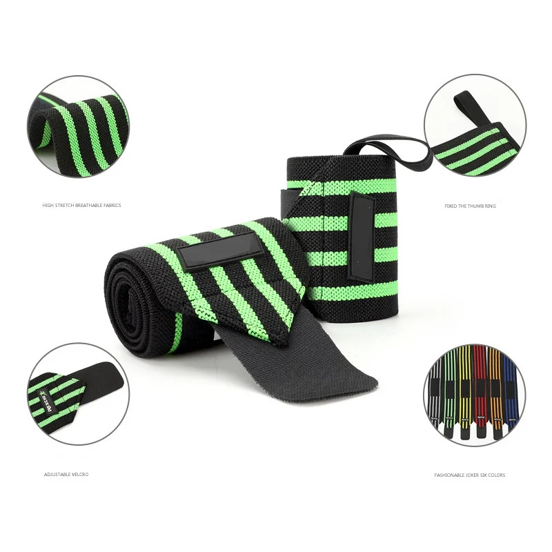 

4 Stripe Weightlifting Elastic Soft Pressurized Wristband Bandage Support Gym Strap Wristband Adjustable Sports Wrist Wristband