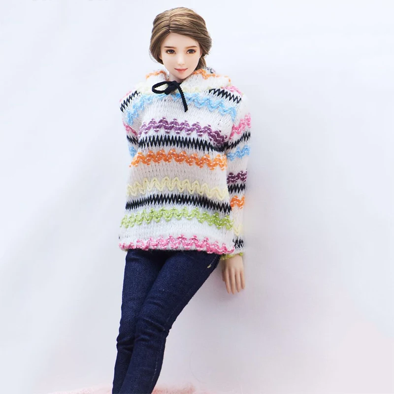 

1/6 Female Doll Knitting Sweater Women Clothes Casual Tops Pullover Coat For 12" Action Figure Body
