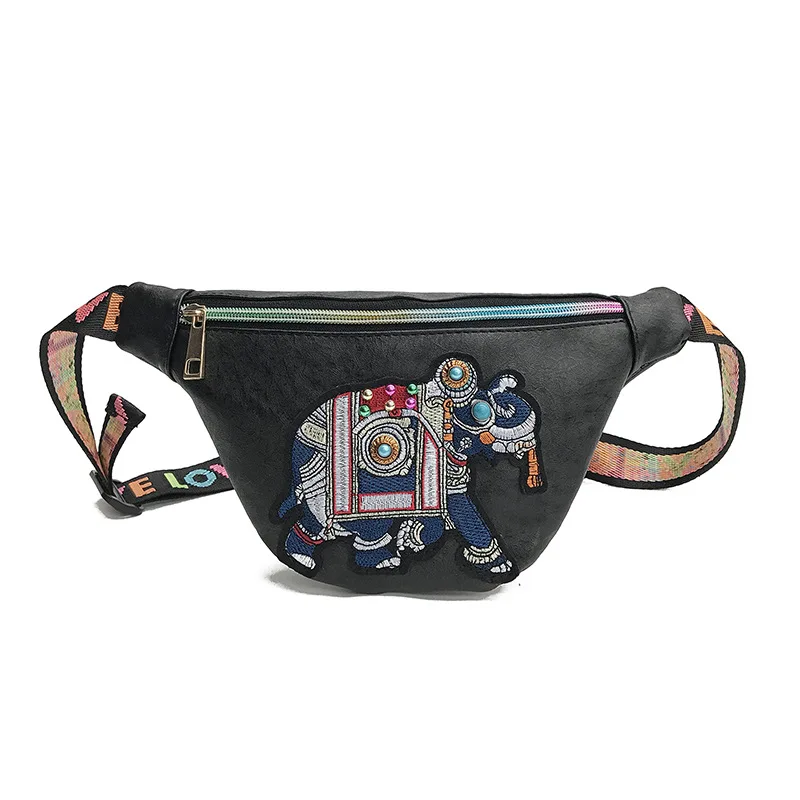 Модная брендовая кожаная женская поясная сумка модная на пояс с вышивкой Женская
