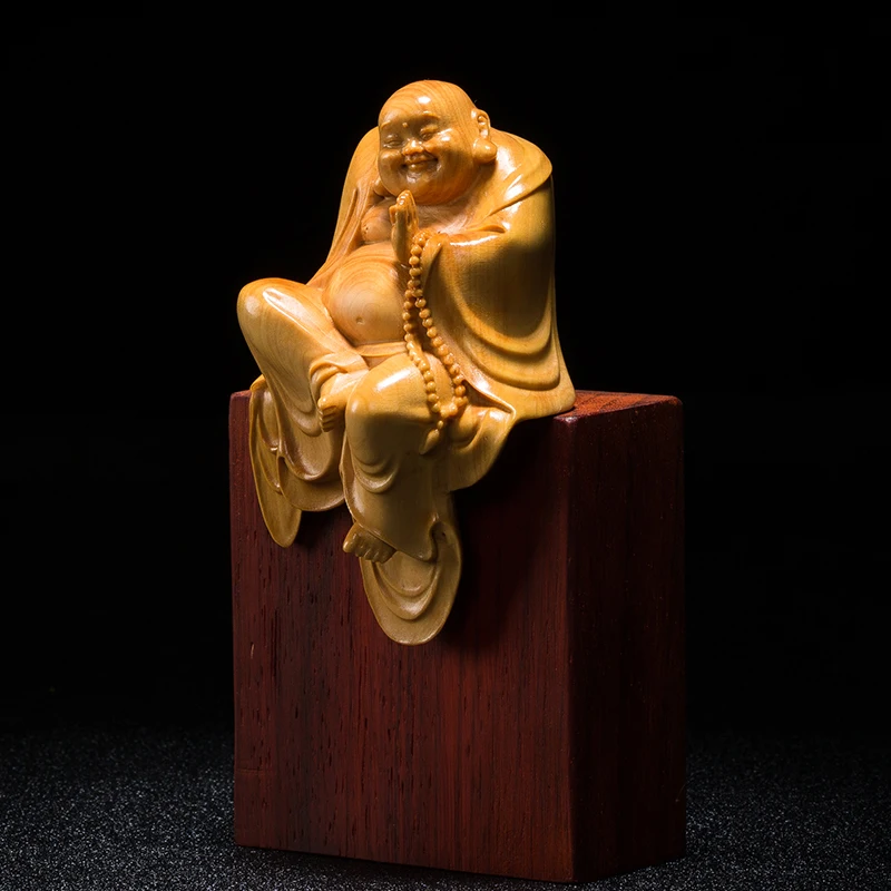 Китайский дзен сидя медитация Maitreya резьба из самшита статуя Будды украшения