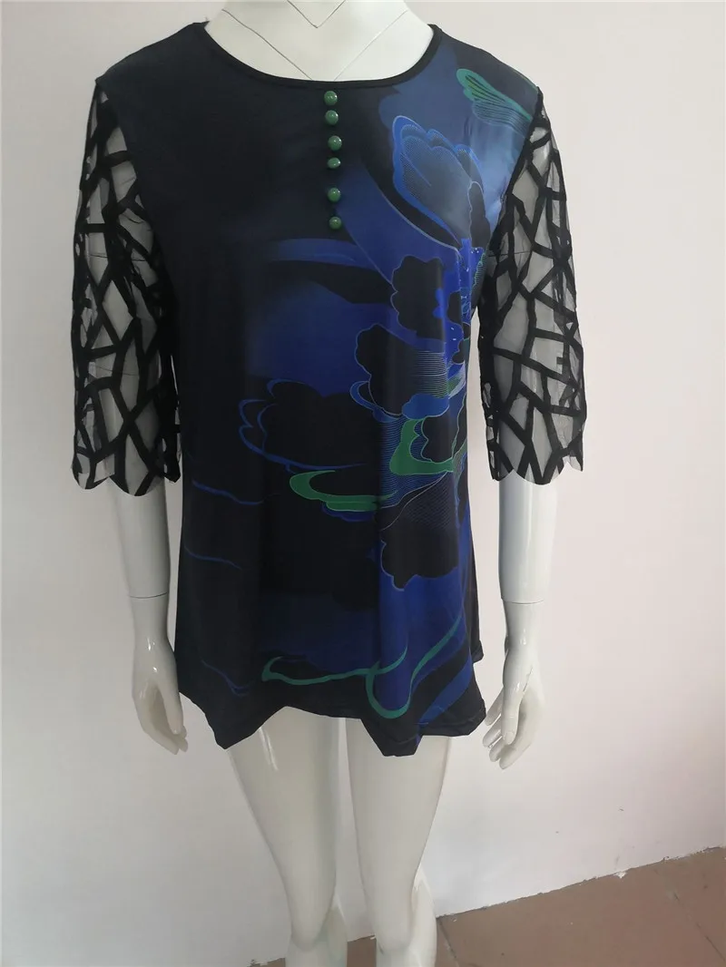 

Large Size 5xl Floral Printed Half Sleeve Lady Blouses 2020 Autumn New Women Casual Loose Tops Shirts Female Streetwear Shirts