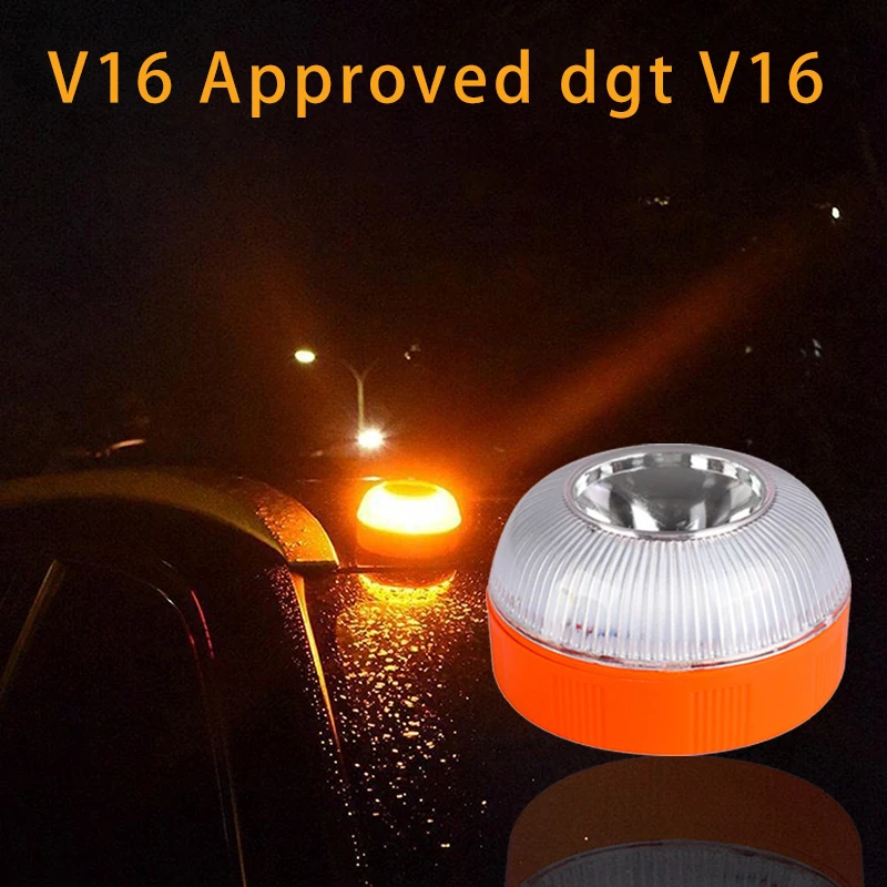 

2pc Car Emergency Light V16 Approved Dgt V16 Homologated Dgt Yellow Warning Flasher Induction Strobe Lamp Stop Signal Lamp