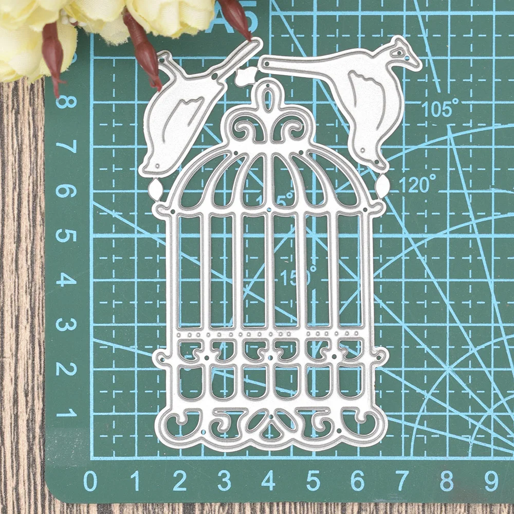 Птицы в клетке металлические Вырубные штампы для скрапбукинга карты Альбом фон