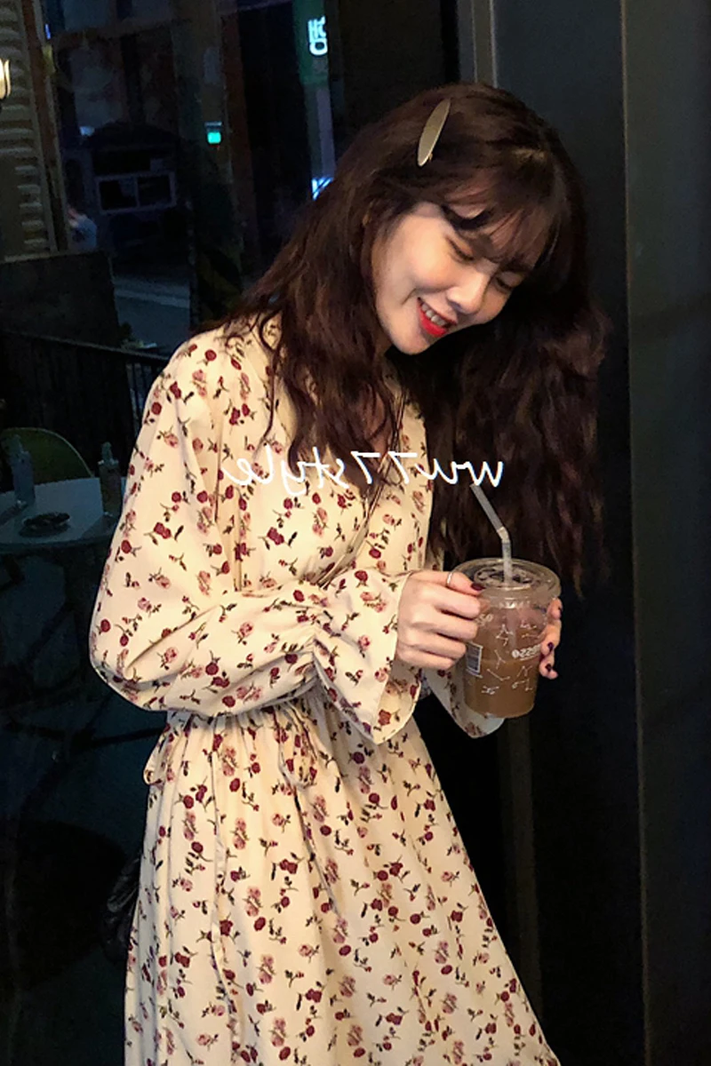 

Dress Gentle wind floral chiffon 2021 new during spring and autumn fairy's department French first love