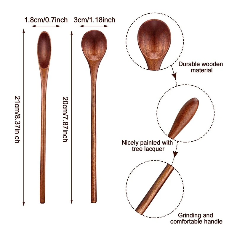 

6 Pcs Wooden Coffee Spoon Long Handle Wooden Mixing Spoon Wooden Teaspoon Manual Wooden Mixing Spoon for Kitchen Mixing