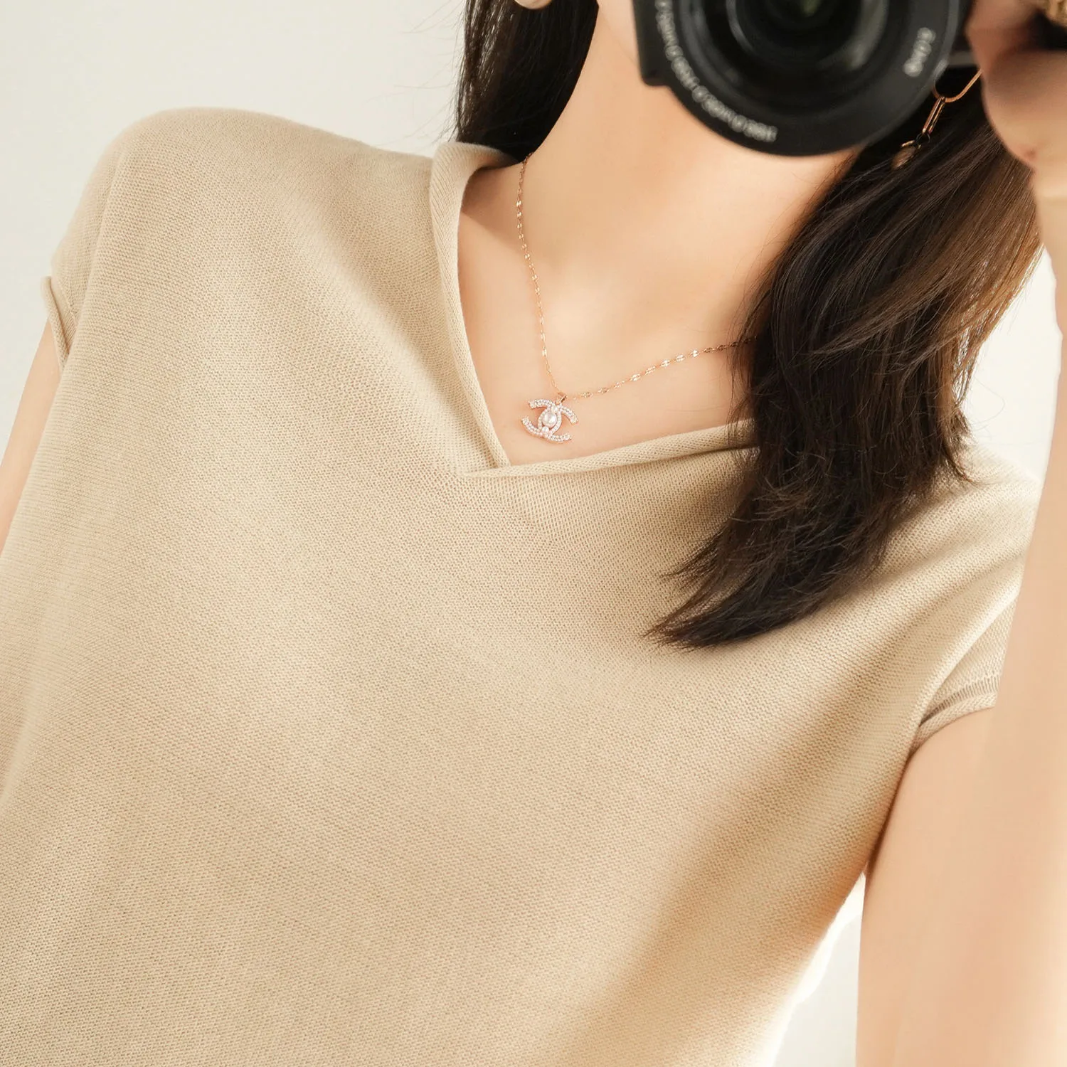 

tshirt for women cotton knitted short sleeves pullover v-neck stylish short casual female thin summer tshirts top