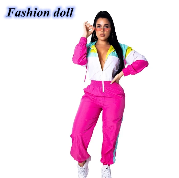 Комбинезон женский спортивный на молнии пикантный ромпер с капюшоном Свободный