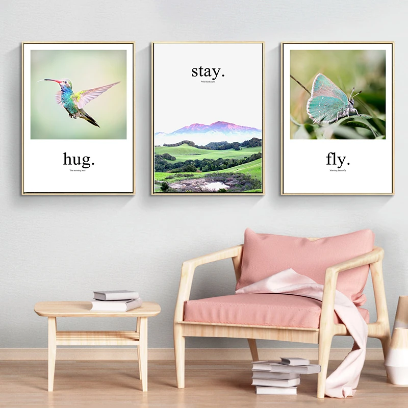 Плакат с Естественным ландшафтом Бабочка растение холст живопись настенное