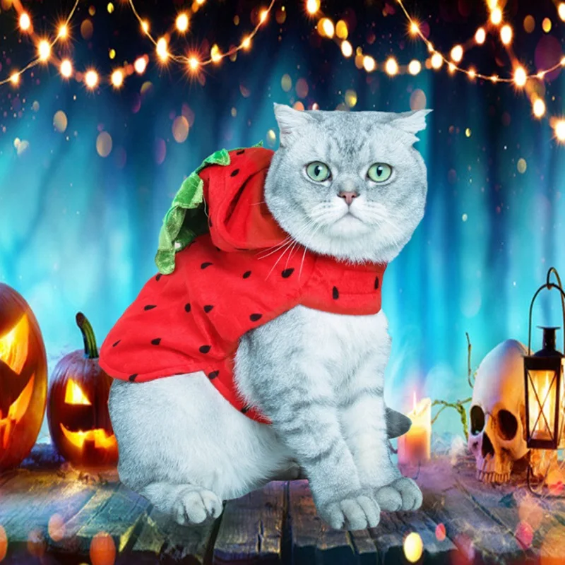 

Lovely Pet Puppy Dog Coat Strawberry Hoodie Clothes Apparel with Hat Autumn Winter Warm Jacket Outfit for Dogs
