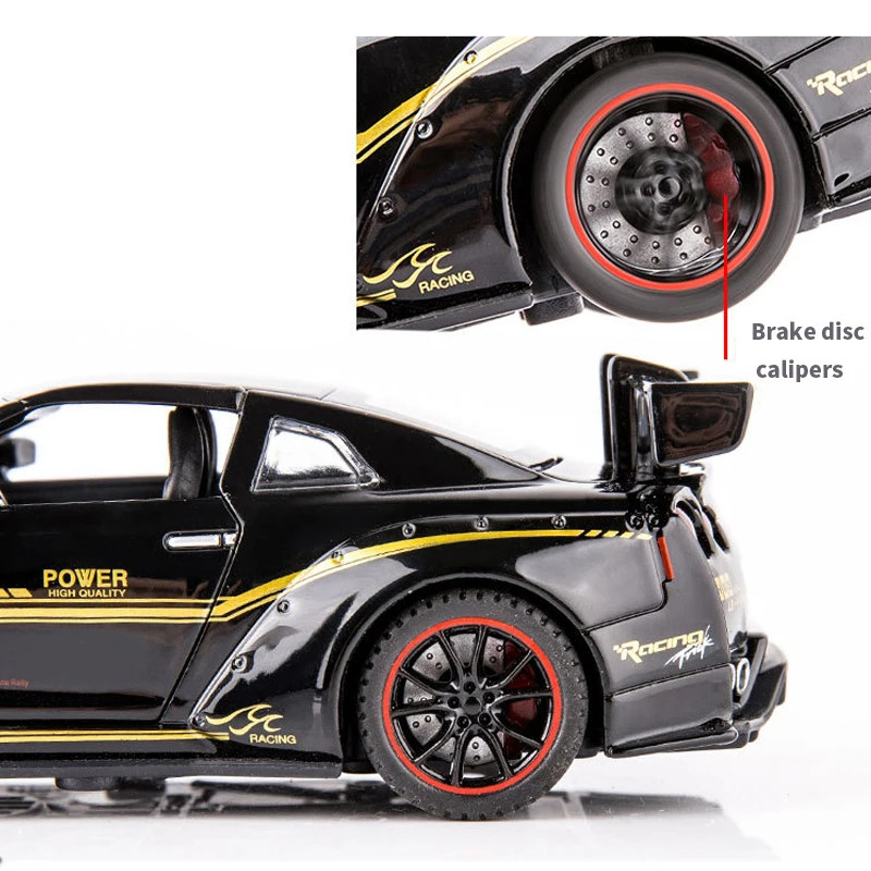 

Nicce1:32 Diecast Model Car Metal Alloy Simulation GTR R35 Toys Vehicles With Sound And Light Pull Back For Collection Gifts