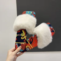 2021 new summer women faux fur slippers flat women slippers fashion ladies slippers outside female slippers slides big size 42