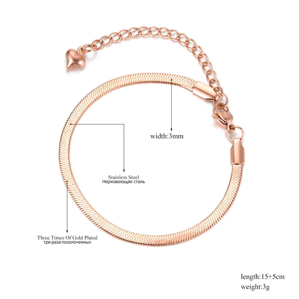 Женский браслет со змеиным узором BOBOTUU тонкий из нержавеющей стали золотого