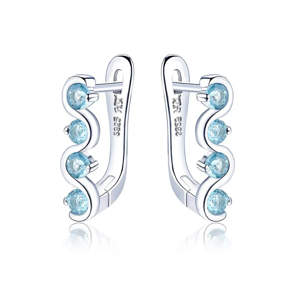 Blue Topaz Hutang 2,5 мм круглые серьги-кольца с драгоценным камнем натуральный гранат аметист цитрин Твердые 925 пробы серебряные изящные элегантные ювелирные изделия - Цвет камня: Blue Topaz