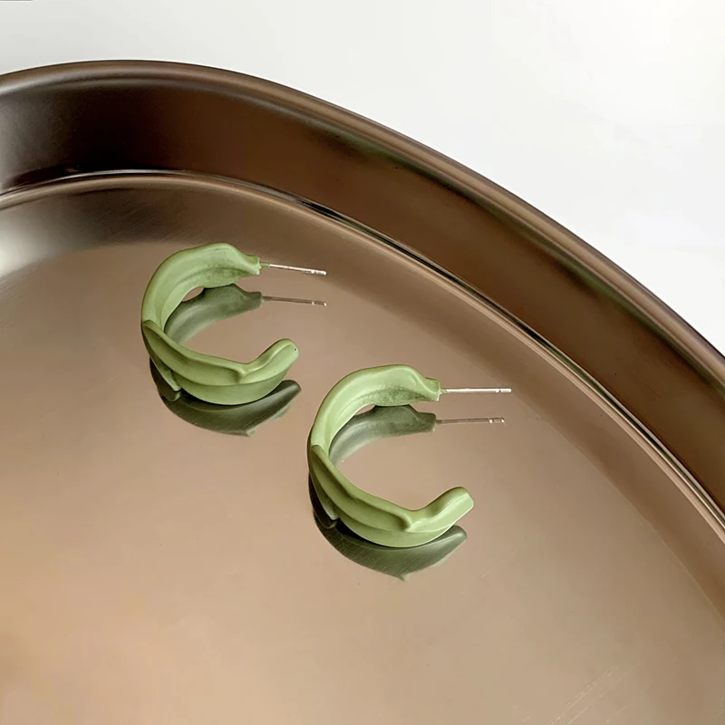 

S925 needle Modern Jewelry Green Hoop Earrings Popular Design Hot Selling Fashion Irregular Earrings For Women Party Gifts