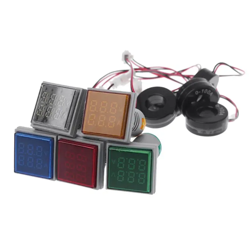 Квадратный светодиодный цифровой двойной дисплей Вольтметр и амперметр
