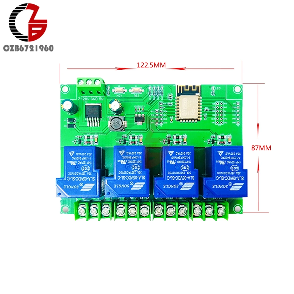 ESP8266 WIFI 1/2/4 CH Канал 30A релейный модуль DC 12V 24V ESP-12F плата разработки 7V-28V 5V для