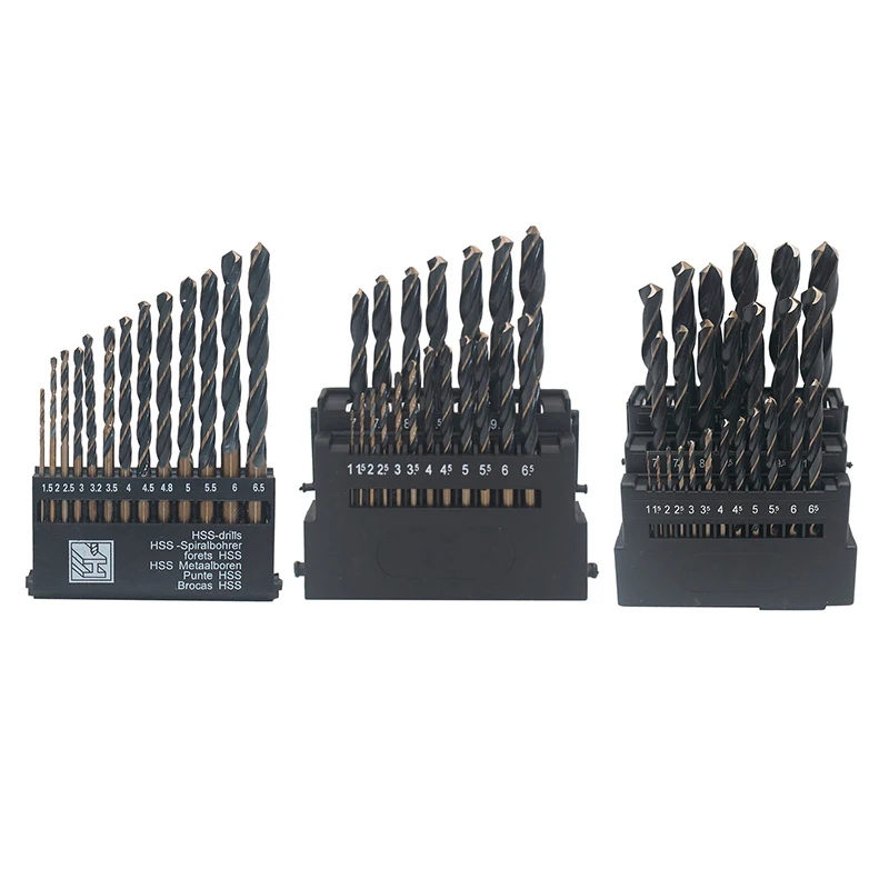 

Hss 6542 Black Trough Straight Shank Twist Drill 13 Pcs Set Drill Bit Stainless Steel Mold Steel Copper Aluminum Drill