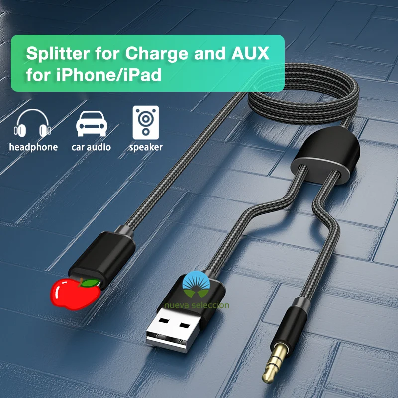 

USB Splitter Cable for iPhone 2 in 1 Audio Chargers and Headphones AUX Charging Lightning for iPhone 12 Pro Max Mini 11 XS XS X