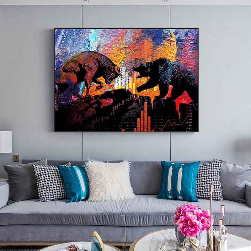 

Poster Wall Art Battle Of Two Beasts Canvas Painting Room Decor Posters And Prints Paintings Animal Wall Art Canvas Quadros