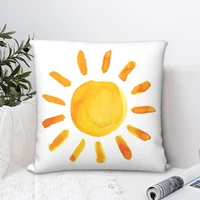 watercolor painted sun square pillowcase cushion cover funny home decorative polyester pillow case for home simple 4545cm