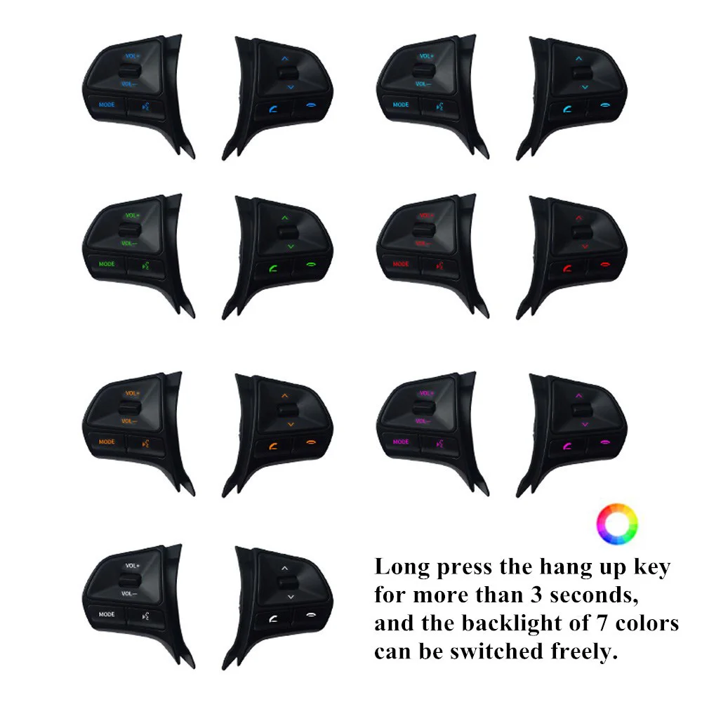7 colors switch freely for KIA RIO K2 11-14 multifunctional steering wheel control button Audio phone volume bluetooth | Автомобили и