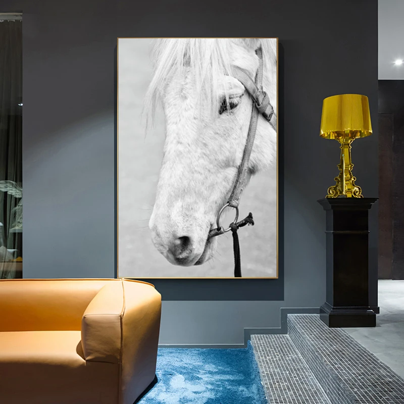 Плакаты и принты черно-белых лошадей животные картины для дома знак настенная
