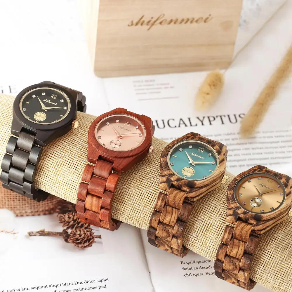 

Shifenmei Wood Watch Women Luxury Brand Clock Quartz Wristwatch Fashion Ladies Bracelet Wooden Watches Female Relogio Feminino