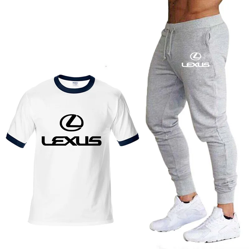 

Men's T-Shirt Lexus Car Logo Summer Mens Short Sleeve Fashion casual Mens High Quality CottonT-Shirt+Pants Suit 2Pc