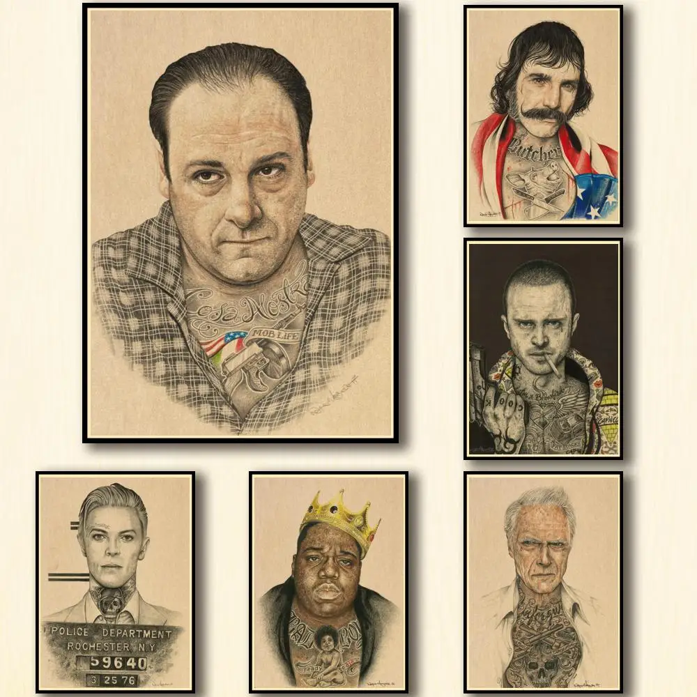 

36 дизайнов, портреты с персонажами фильма, искусственная картина, наклейка на стену для кофейни, бара