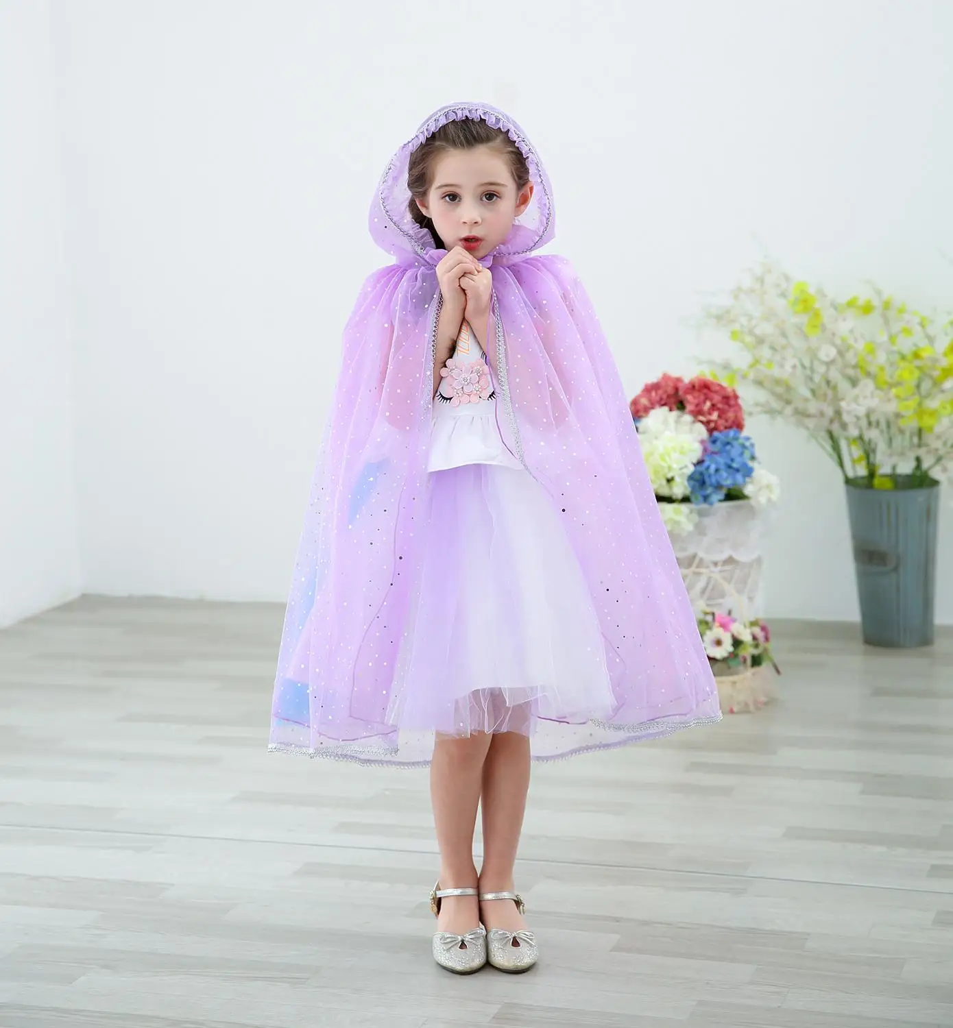 Purple  Princess Sofia Dress for Girl Kids Cosplay Costume Puff Sleeve Layerd Dresses Child Party Birthday Sophia Fancy Costumes