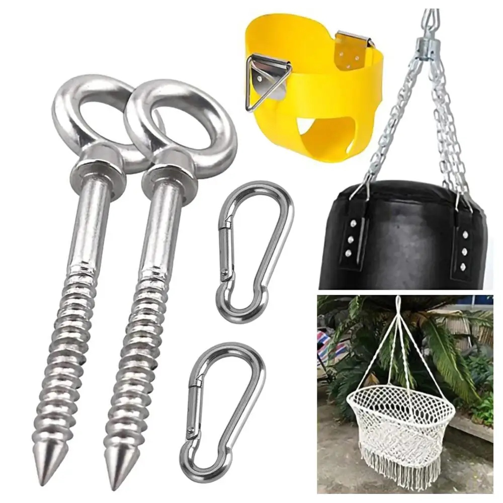 Hammock Suspension Set Hanging Chair Heavy-duty Eye Hook Ring Wood Screw Spring Outdoor Swing Accessories | Обустройство дома