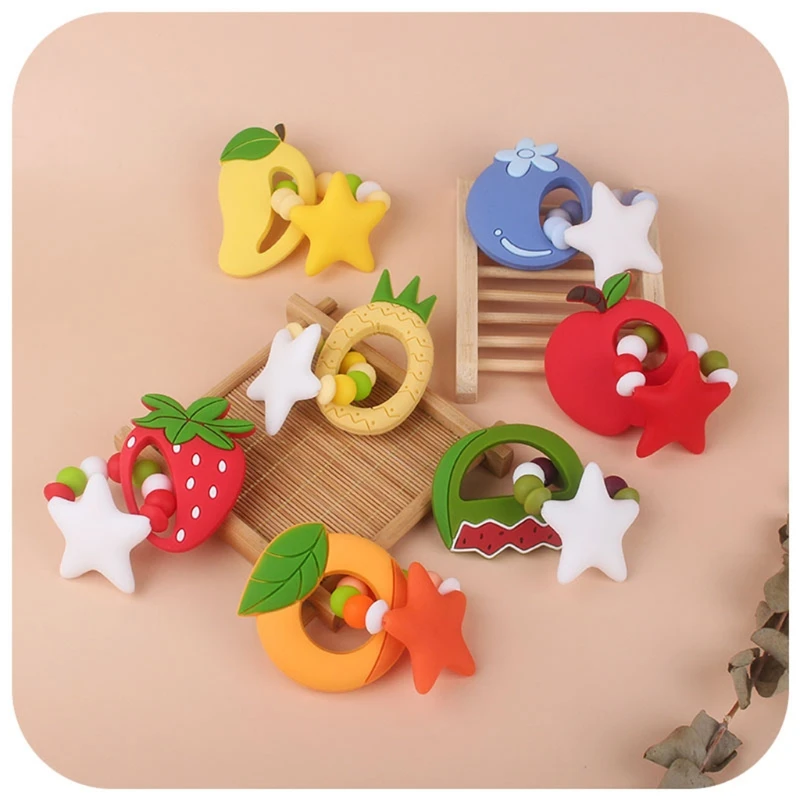 

Мультяшные фрукты, силиконовые бусины, молярные зерна, детская игрушка, подарок для новорожденного младенца