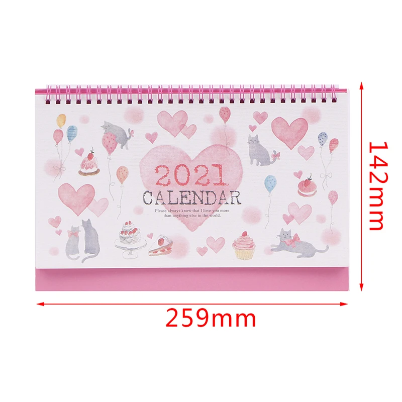 

1pc 2021 Cute Desktop Paper Calendar Dual Daily Scheduler Table Planner Yearly Agenda Size: 142*259mm