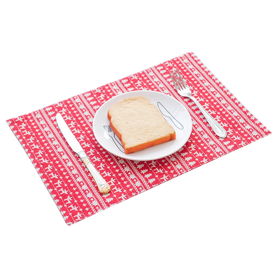 

30x45cm Cotton and Linen Table Mat Placemat for Dining Kitchen Christmas Decorations Tableware Set Coaster New Year's Decor