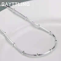 bayttling silver color 18 inch snake chain beads necklace for men women fashion wedding jewelry gifts