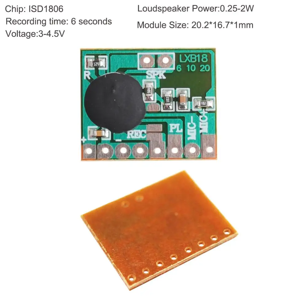 ISD1806 6S звукозаписываемый чип IC музыка говорящий Диктофон Голосовой модуль 8 Ом